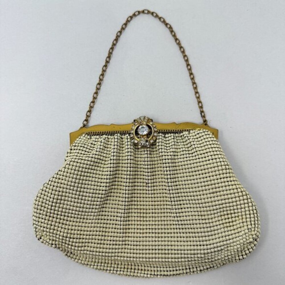 Whiting & Davis Co Mesh Bag USA Made‎ Art Deco Jeweled Closure Vintage